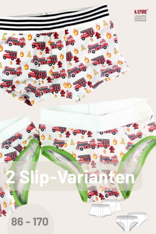 Slip-Schnittmuster 2 Formen, Slip, Retroshorts für Jungen Größen86-170 zum selber nähen, k.triny* lingerie