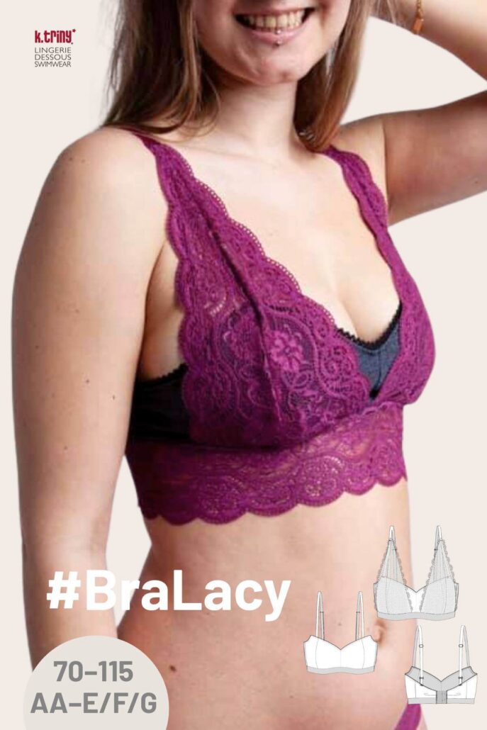Bralette #BraLacy Schnittmuster Größen: Unterbrust 70-115 zum selber nähen, k.triny* lingerie