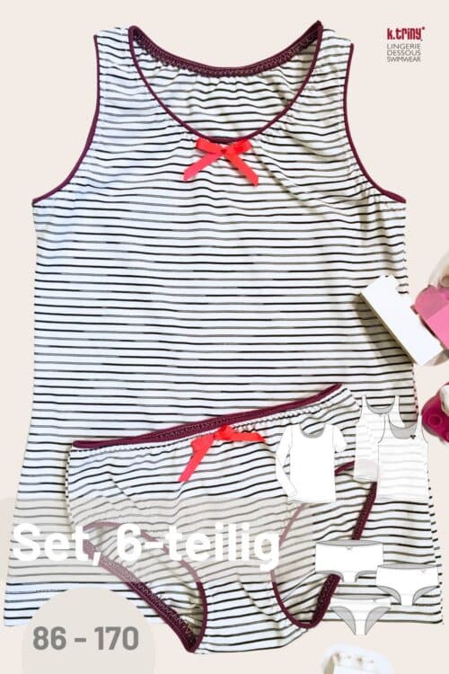 Mädchenunterwäsche-Schnittmuster, Drunterheldinnen, 6-teilig Größen 86-170 zum selber nähen, k.triny* lingerie