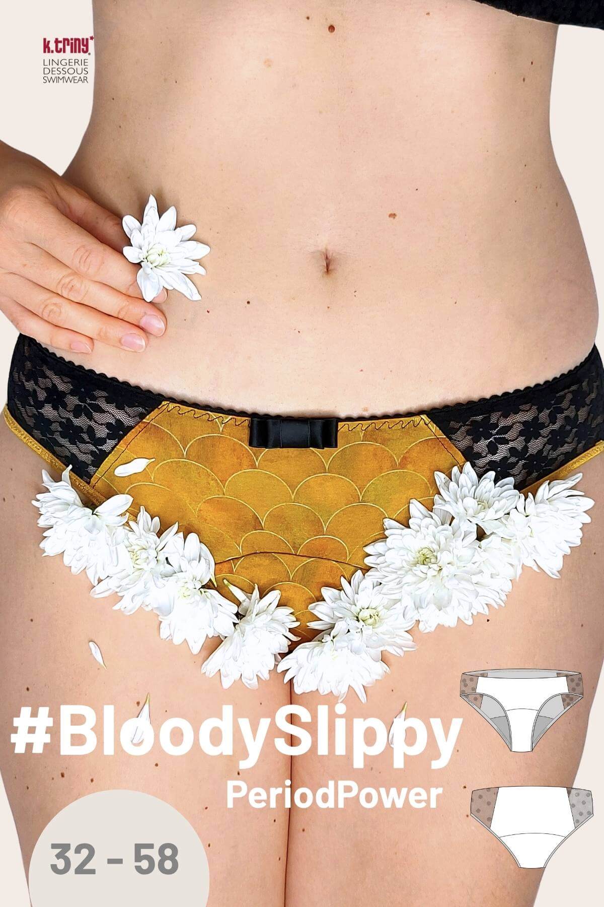 PeriodenSlip Schnittmuster #BloodySlippy Größen 28-58 zum selber nähen, k.triny* lingerie