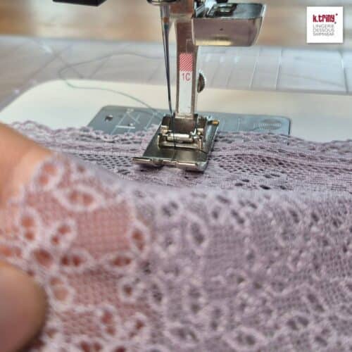 Bernina Nähfuß auf Geradstichplatte im Detail