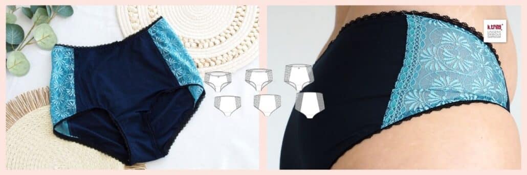 High Waist Slip nähen mit blauer Spitze – #Waisty Schnittmuster von k.triny* lingerie