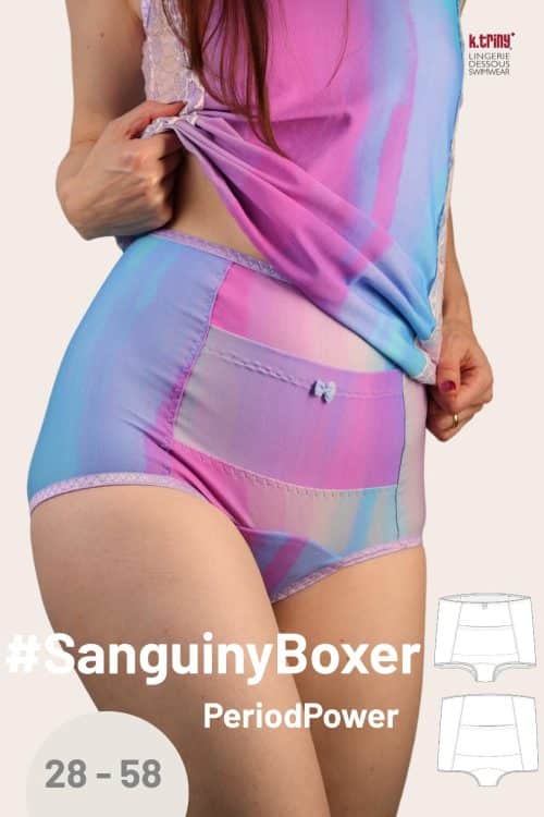 Perioden-Boxer #SanguinyBoxer aus Jersey in Pastellfarben, selbst genähte Periodenunterwäsche mit bequemer Passform und Beinansatz, Größen 28 bis 58