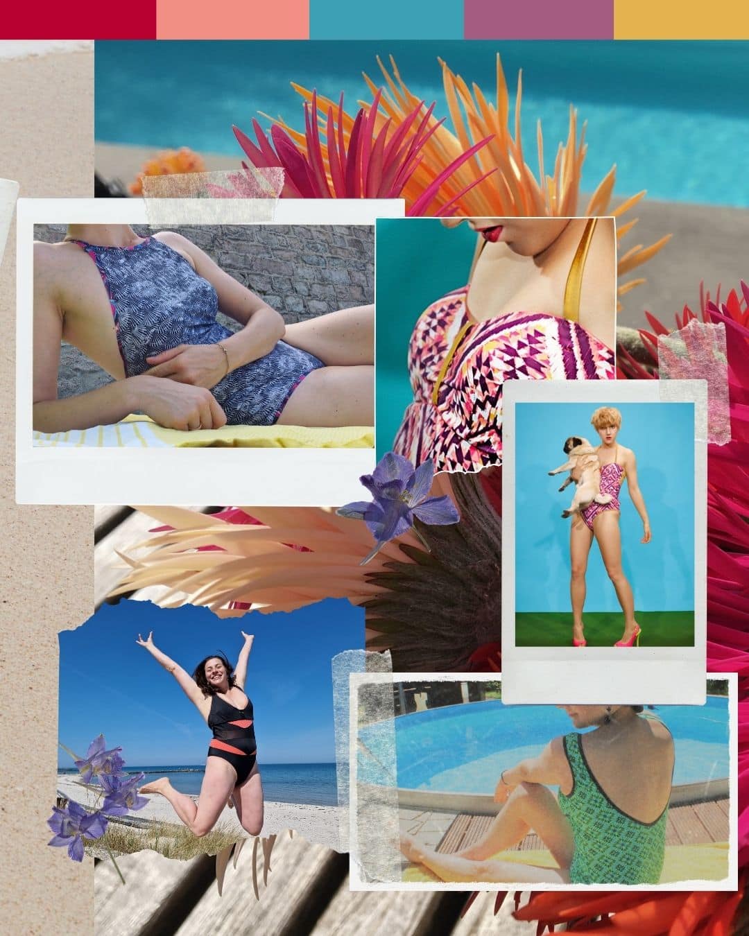Moodboard Moodboard zum Bademode Atelier mit Badeanzügen, Bikini und sommerlichen Bademode Entwürfen